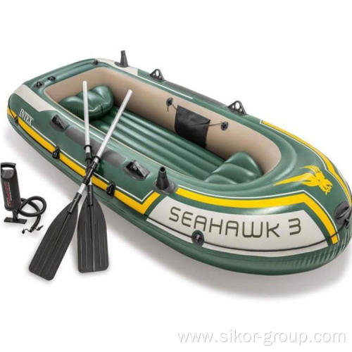 Intex 68380 Seahawk 3 Boat Set Inflatable Fishing Rowing Boat